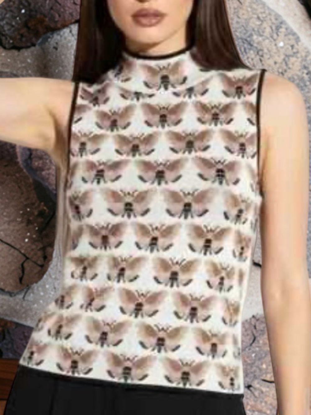 Anthropologie Maeve Sarah Gordon Maria Mock Neck Sweater Tank M